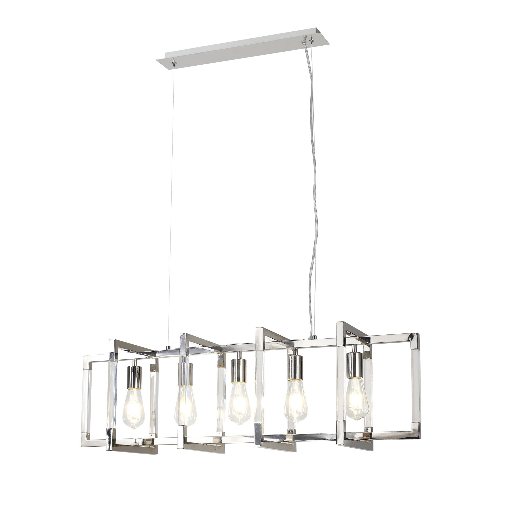 IL32785 Canto Rectangular Pendant 5 Light E27 Polished Nickel/Acrylic