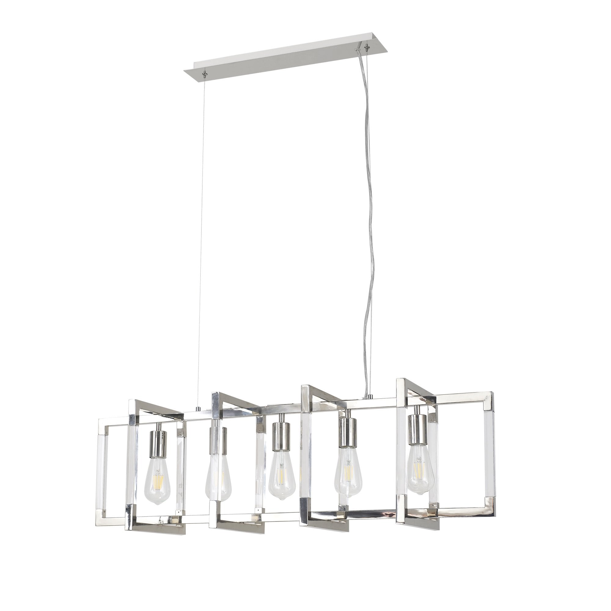 IL32785 Canto Rectangular Pendant 5 Light E27 Polished Nickel/Acrylic