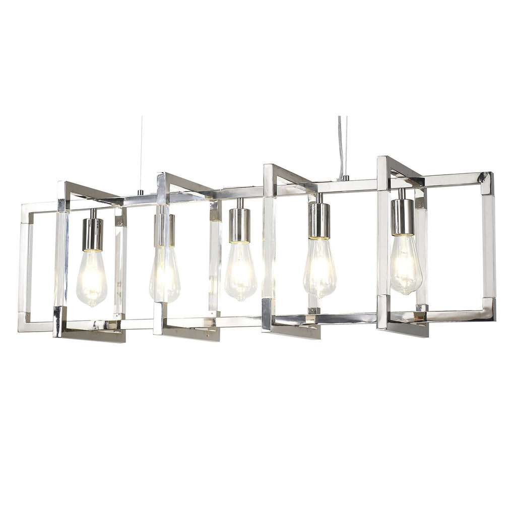 IL32785 Canto Rectangular Pendant 5 Light E27 Polished Nickel/Acrylic