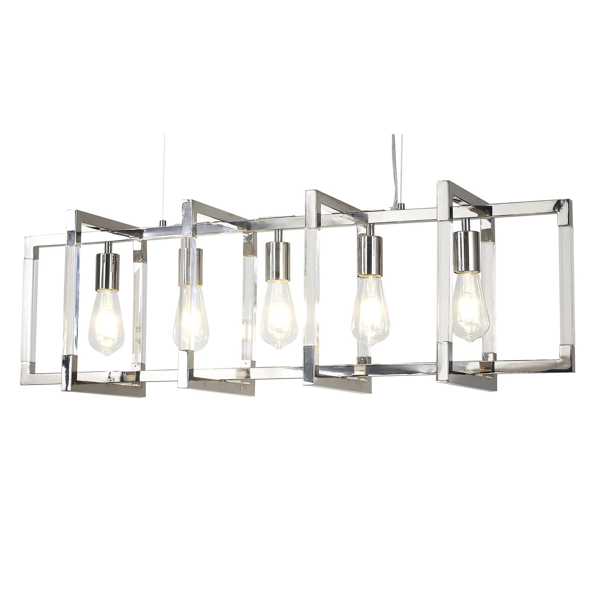 IL32785 Canto Rectangular Pendant 5 Light E27 Polished Nickel/Acrylic