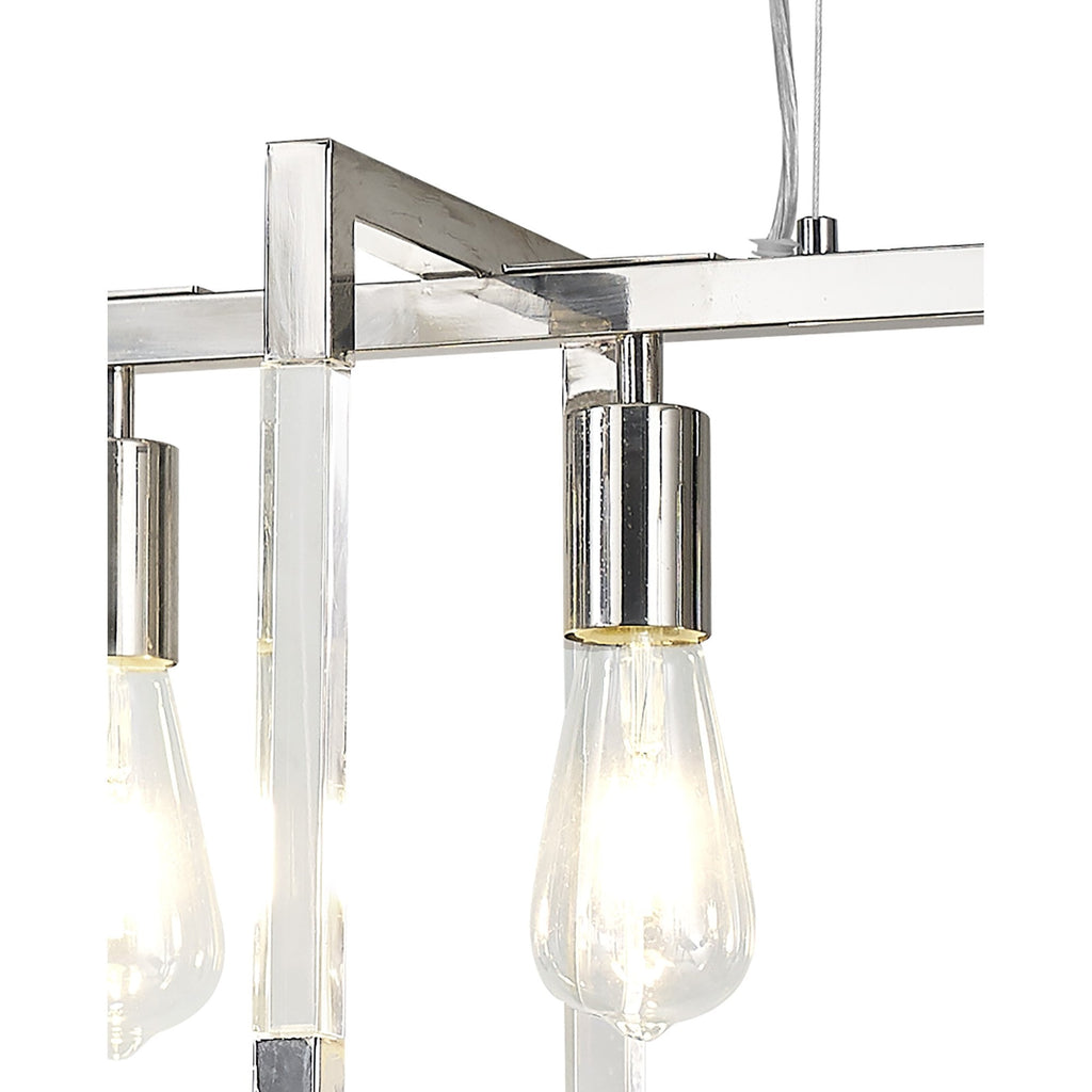 IL32785 Canto Rectangular Pendant 5 Light E27 Polished Nickel/Acrylic
