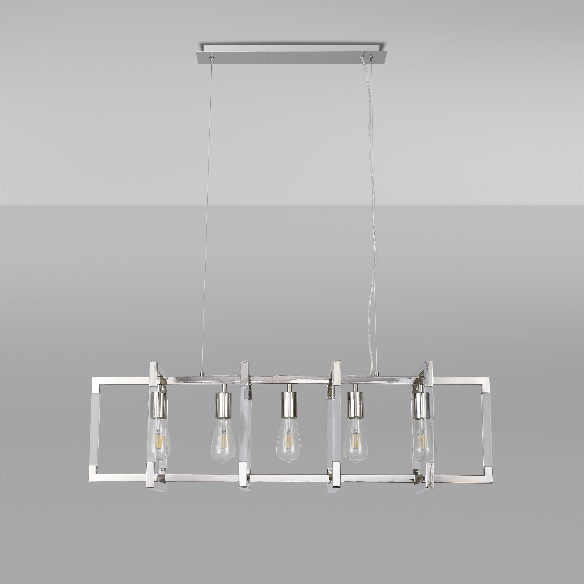 IL32785 Canto Rectangular Pendant 5 Light E27 Polished Nickel/Acrylic