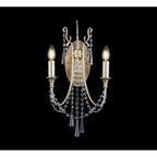 IL31849 Celine Wall Lamp 2 Light E14 Aged Silver/Clear Crystal