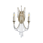 IL31849 Celine Wall Lamp 2 Light E14 Aged Silver/Clear Crystal