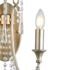 IL31849 Celine Wall Lamp 2 Light E14 Aged Silver/Clear Crystal