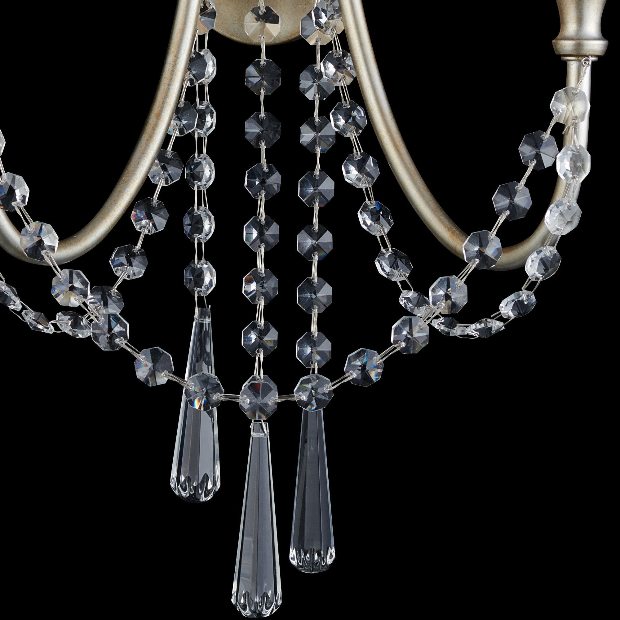 IL31849 Celine Wall Lamp 2 Light E14 Aged Silver/Clear Crystal