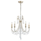 IL31844 Celine Pendant Chandelier 5 Light E14 Aged Silver/Clear Crystal