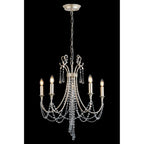 IL31844 Celine Pendant Chandelier 5 Light E14 Aged Silver/Clear Crystal