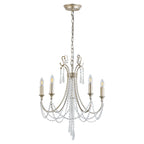 IL31844 Celine Pendant Chandelier 5 Light E14 Aged Silver/Clear Crystal