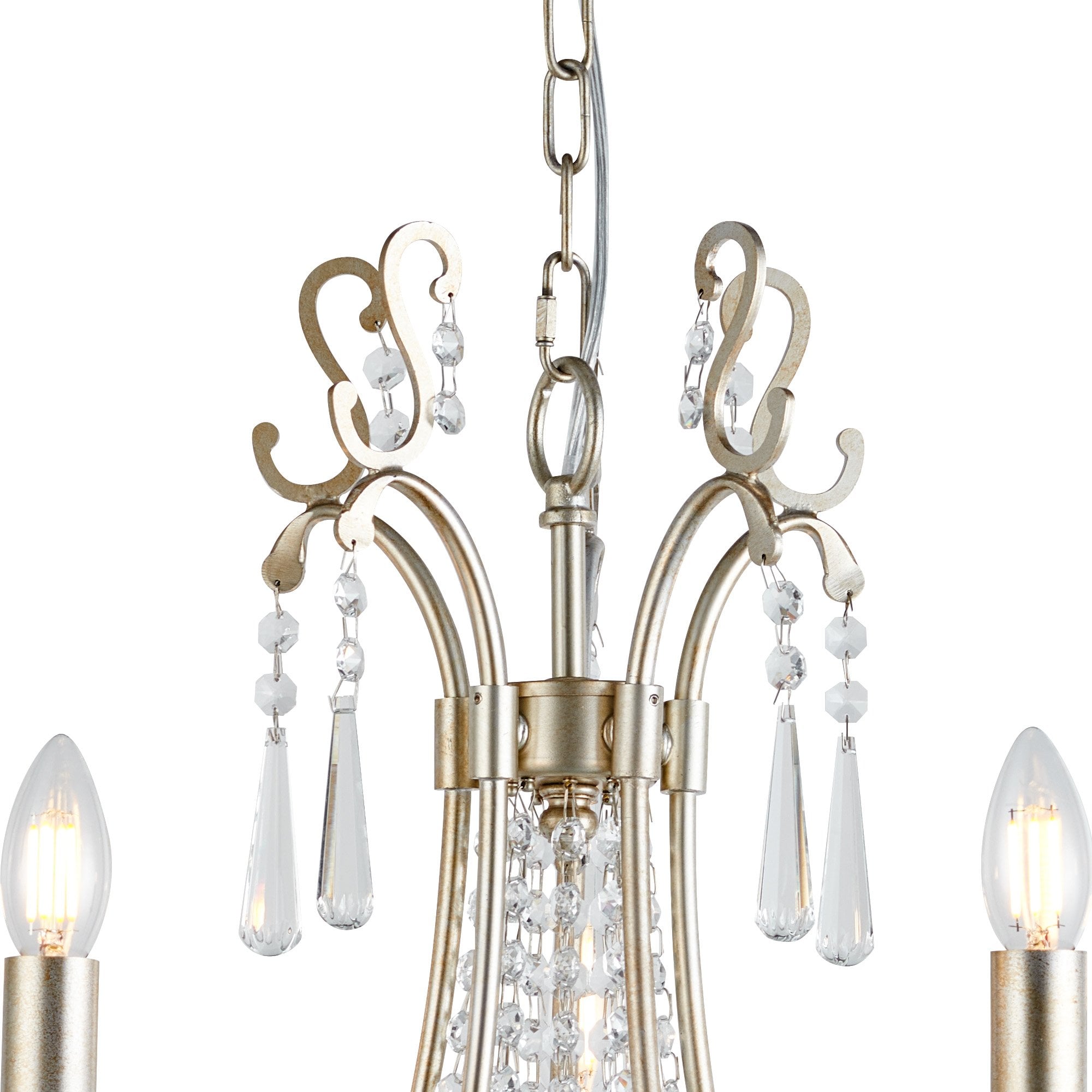 IL31844 Celine Pendant Chandelier 5 Light E14 Aged Silver/Clear Crystal
