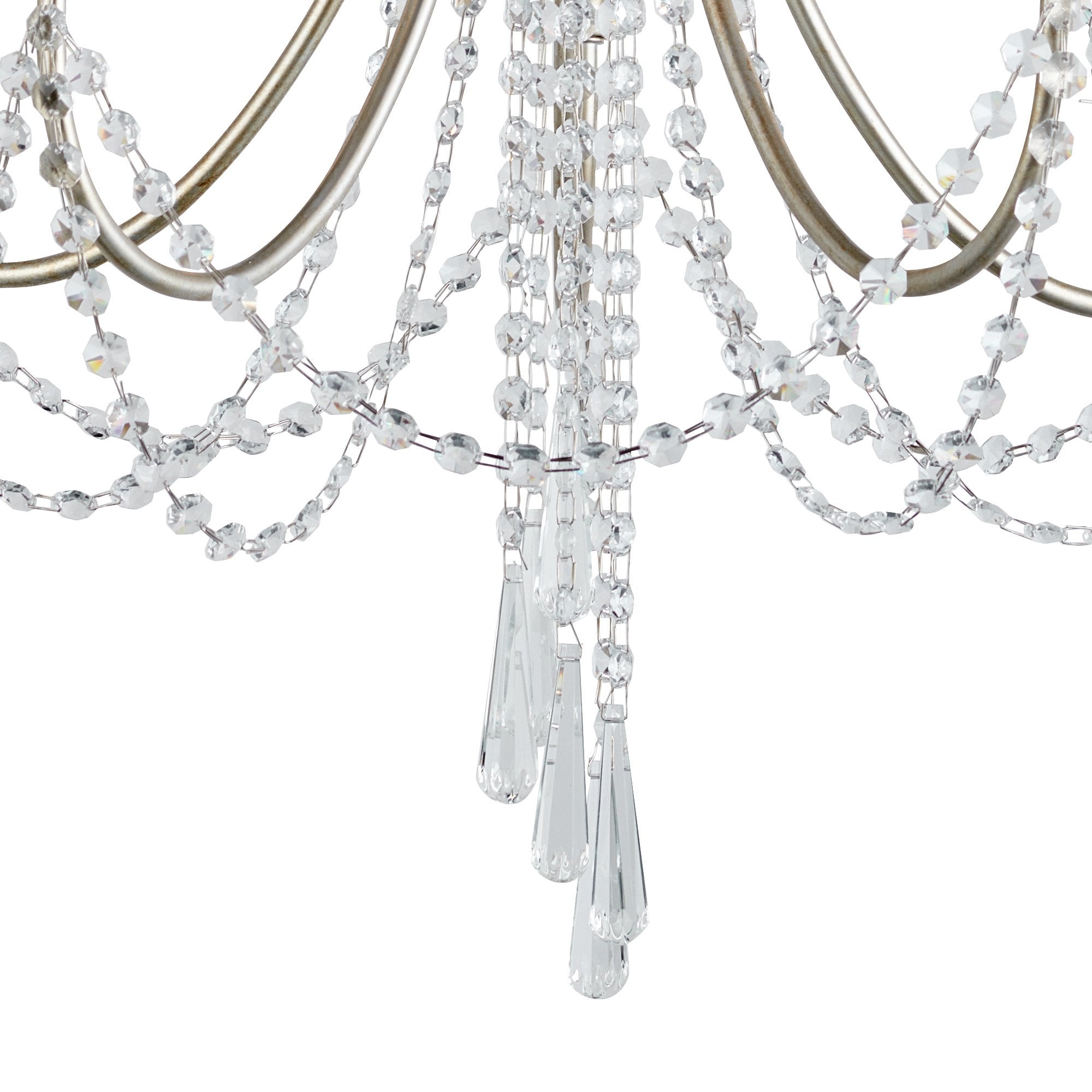 IL31844 Celine Pendant Chandelier 5 Light E14 Aged Silver/Clear Crystal