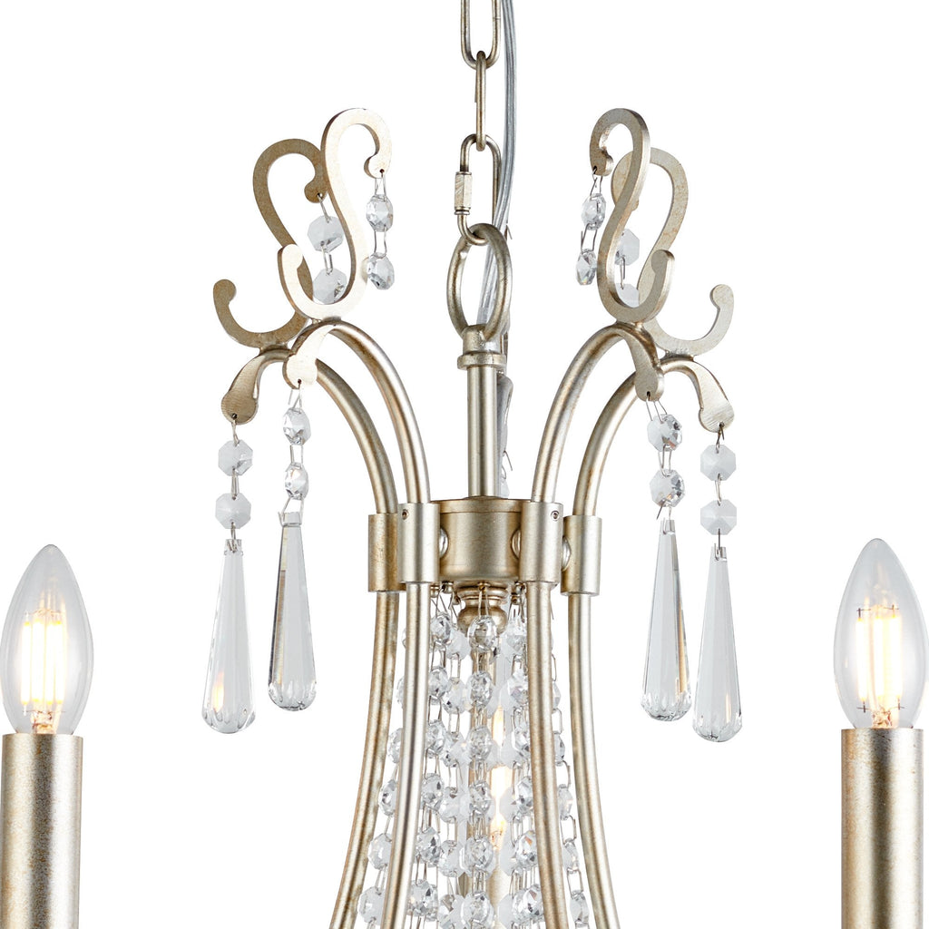 IL31844 Celine Pendant Chandelier 5 Light E14 Aged Silver/Clear Crystal