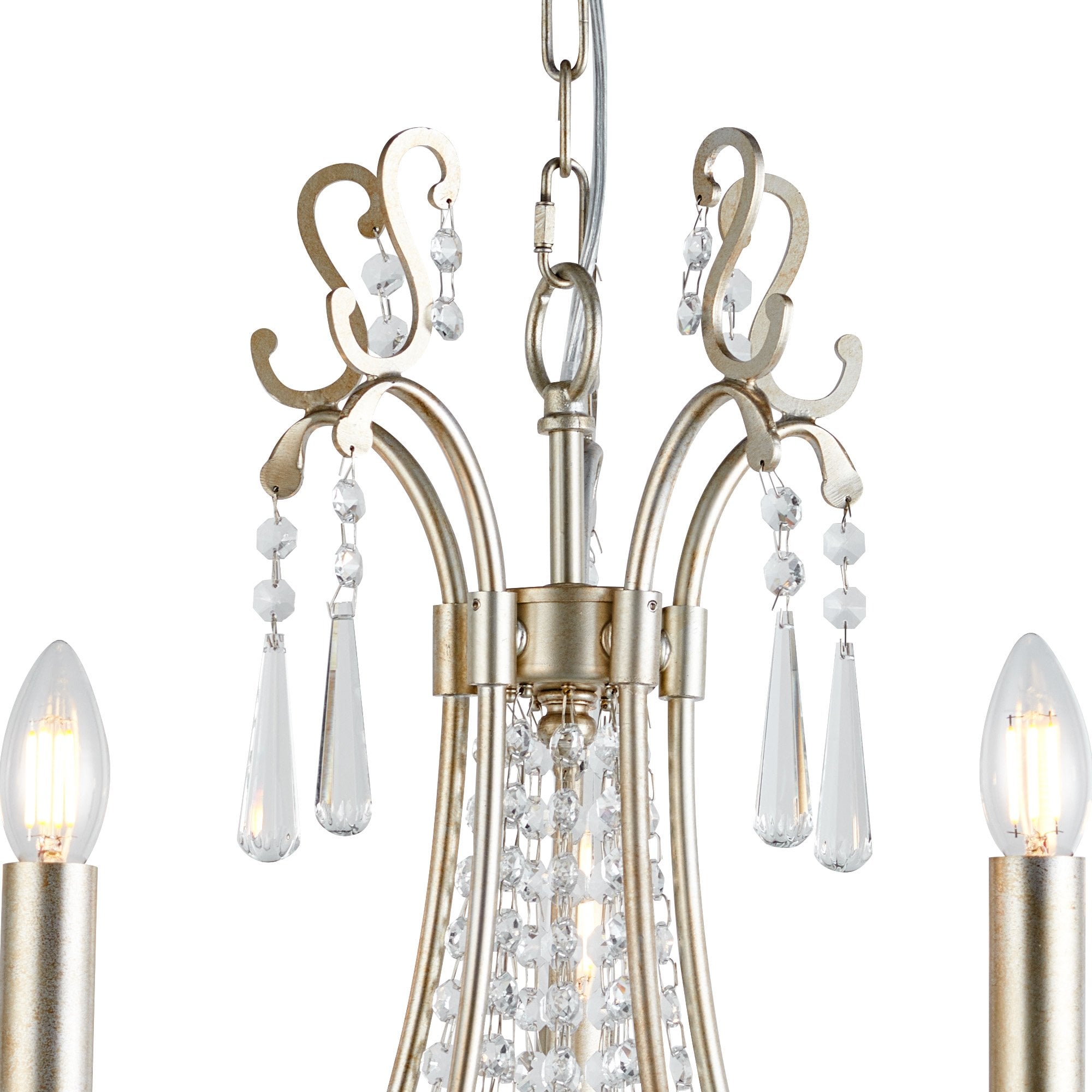 IL31844 Celine Pendant Chandelier 5 Light E14 Aged Silver/Clear Crystal