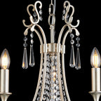 IL31844 Celine Pendant Chandelier 5 Light E14 Aged Silver/Clear Crystal