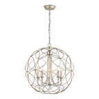 IL31850 Celine Pendant Sphere 5 Light E14 Aged Silver/Clear Crystal