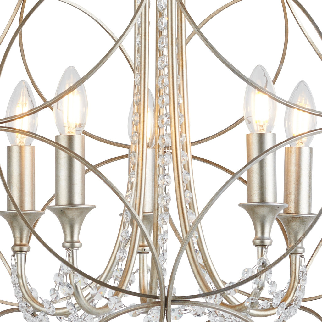 IL31850 Celine Pendant Sphere 5 Light E14 Aged Silver/Clear Crystal
