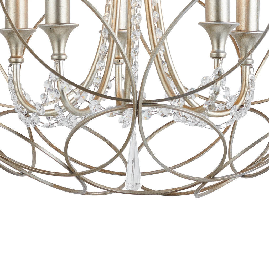 IL31850 Celine Pendant Sphere 5 Light E14 Aged Silver/Clear Crystal