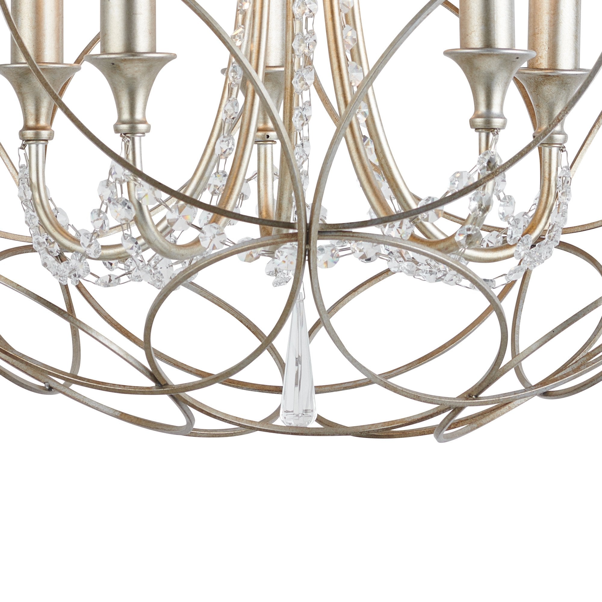 IL31850 Celine Pendant Sphere 5 Light E14 Aged Silver/Clear Crystal