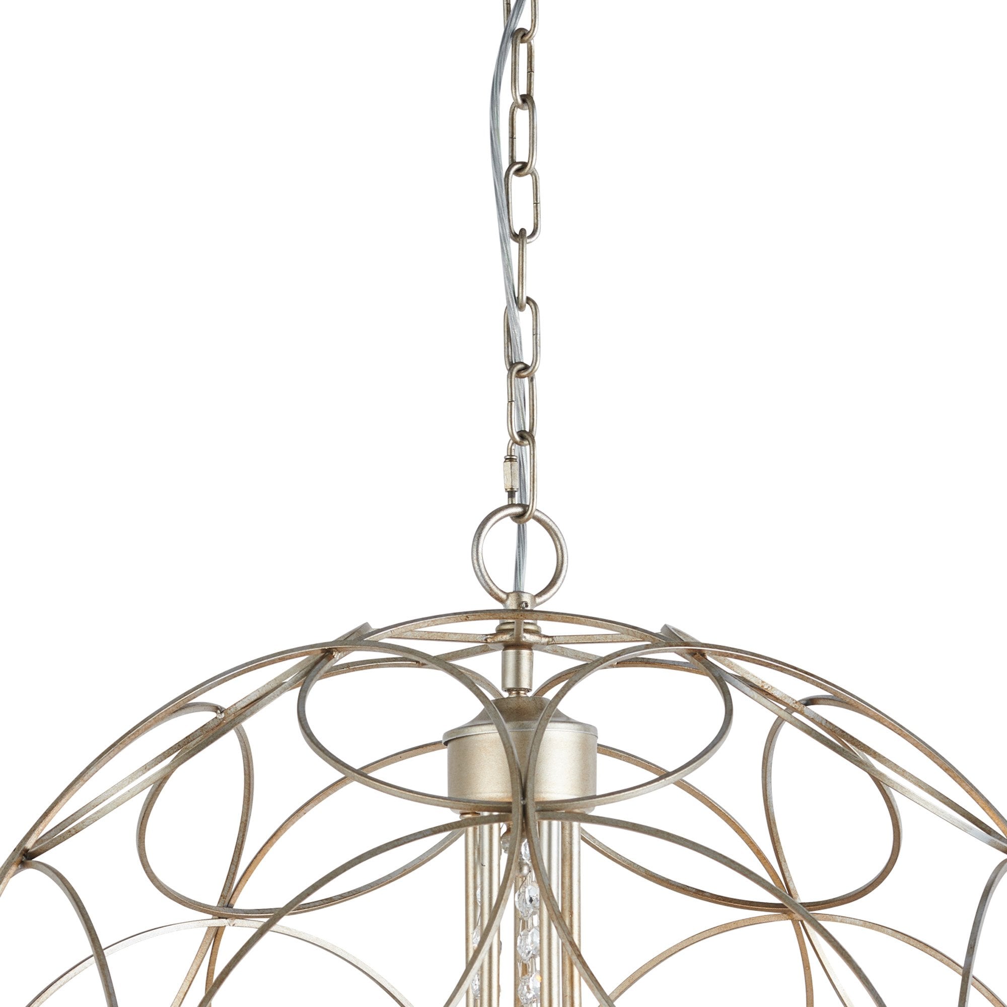 IL31850 Celine Pendant Sphere 5 Light E14 Aged Silver/Clear Crystal