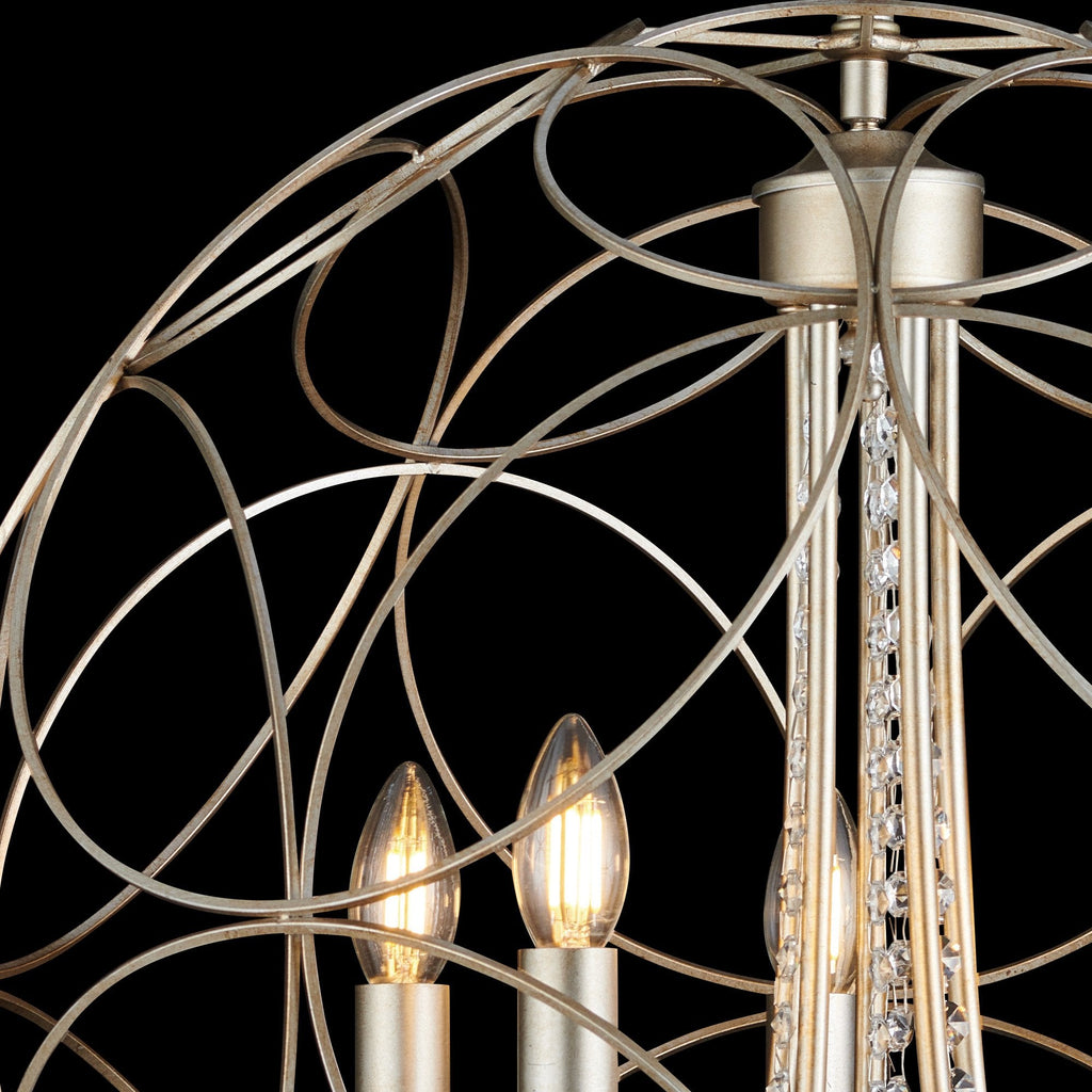 IL31850 Celine Pendant Sphere 5 Light E14 Aged Silver/Clear Crystal