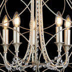 IL31850 Celine Pendant Sphere 5 Light E14 Aged Silver/Clear Crystal