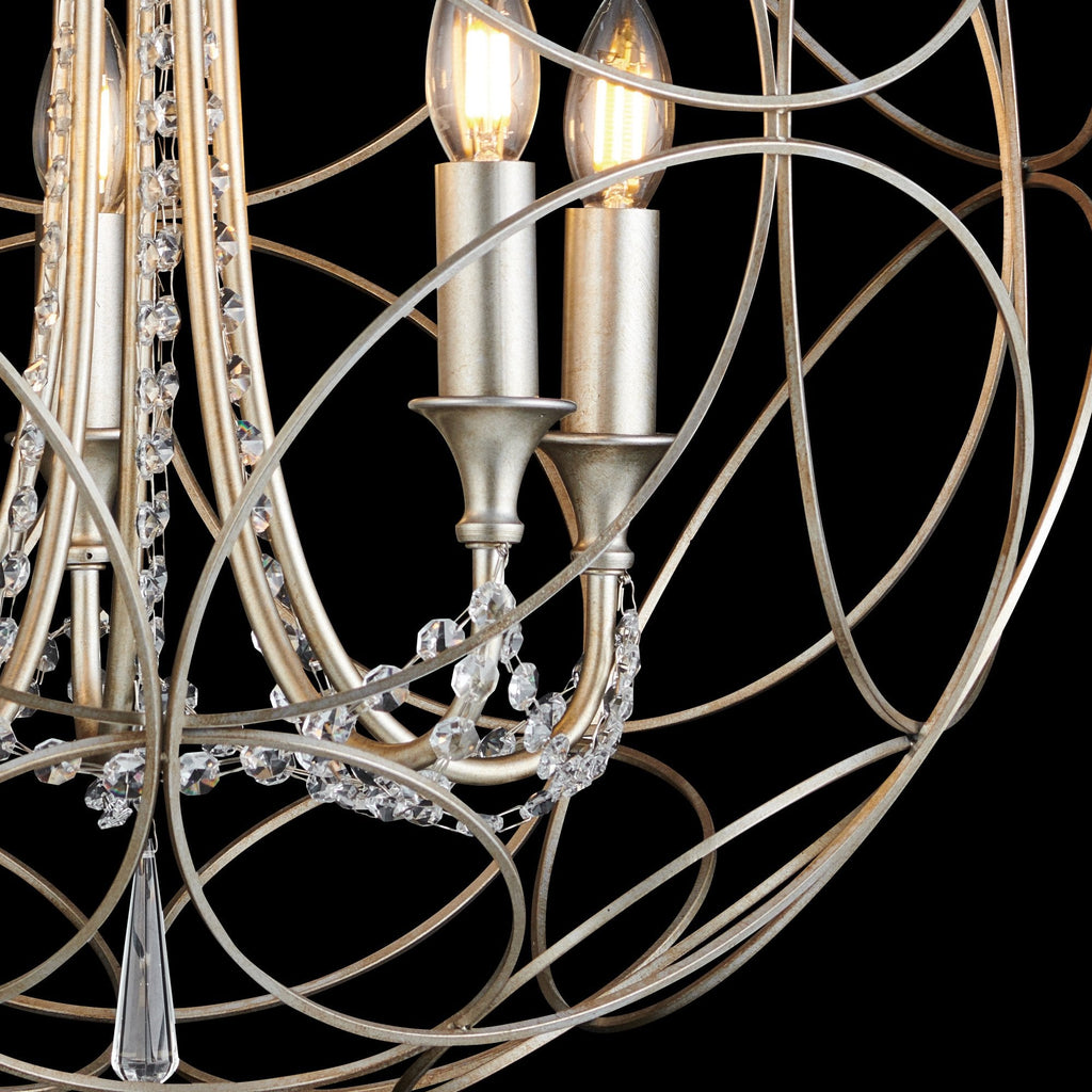 IL31850 Celine Pendant Sphere 5 Light E14 Aged Silver/Clear Crystal