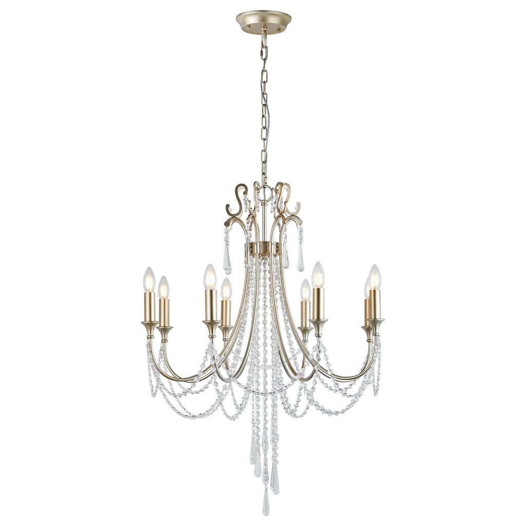 IL31845 Celine Pendant Chandelier 8 Light E14 Aged Silver/Clear Crystal