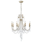 IL31845 Celine Pendant Chandelier 8 Light E14 Aged Silver/Clear Crystal