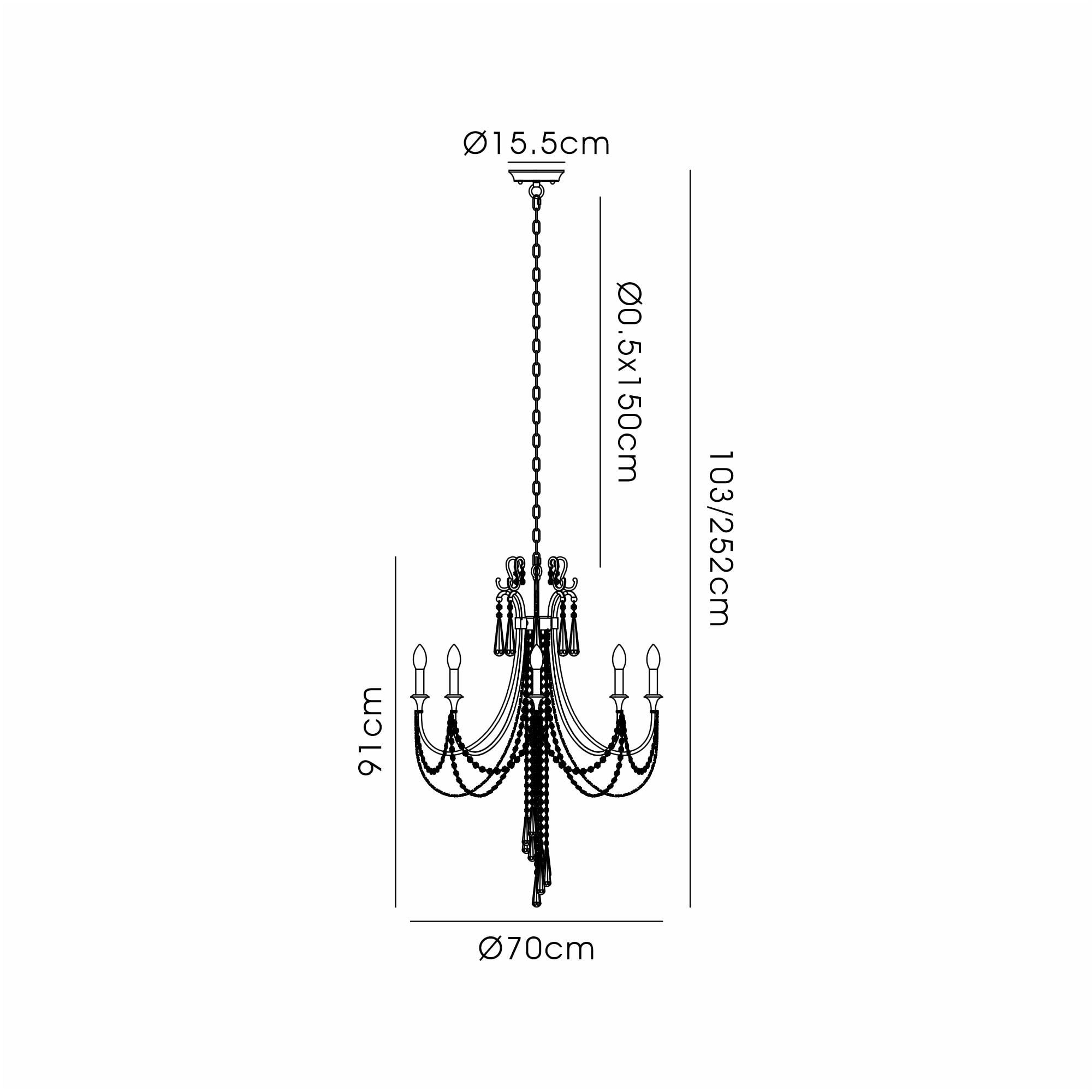 IL31845 Celine Pendant Chandelier 8 Light E14 Aged Silver/Clear Crystal