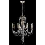 IL31845 Celine Pendant Chandelier 8 Light E14 Aged Silver/Clear Crystal