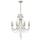 IL31845 Celine Pendant Chandelier 8 Light E14 Aged Silver/Clear Crystal