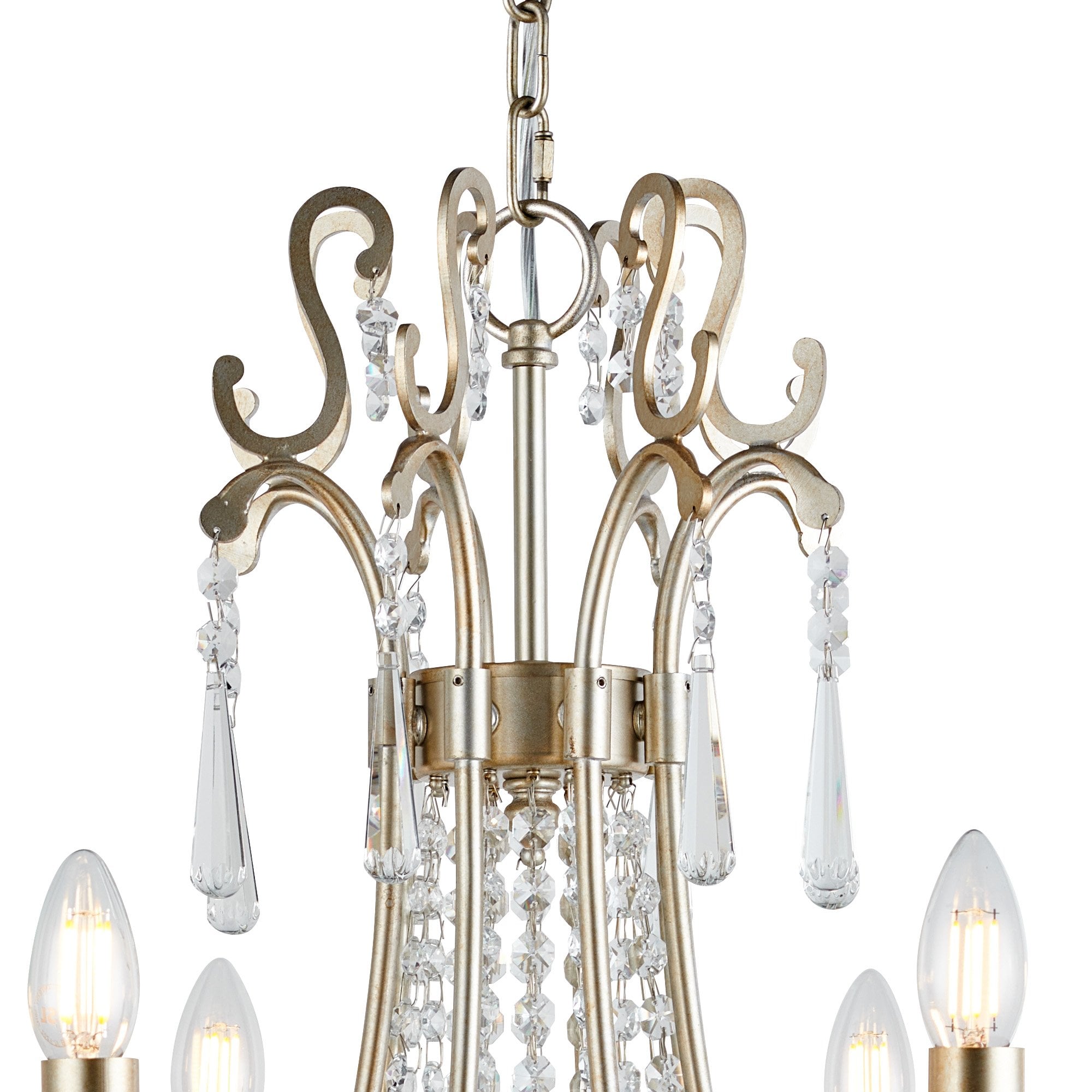 IL31845 Celine Pendant Chandelier 8 Light E14 Aged Silver/Clear Crystal