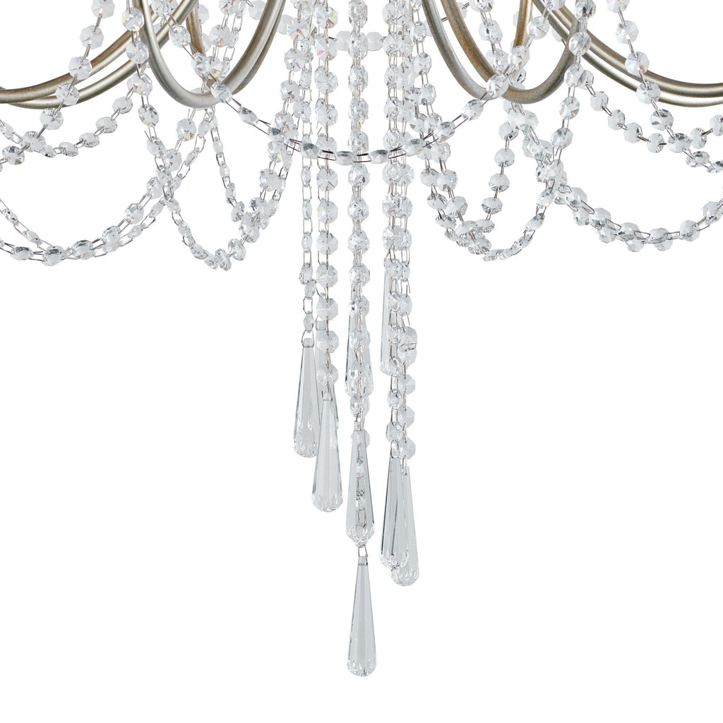 IL31845 Celine Pendant Chandelier 8 Light E14 Aged Silver/Clear Crystal