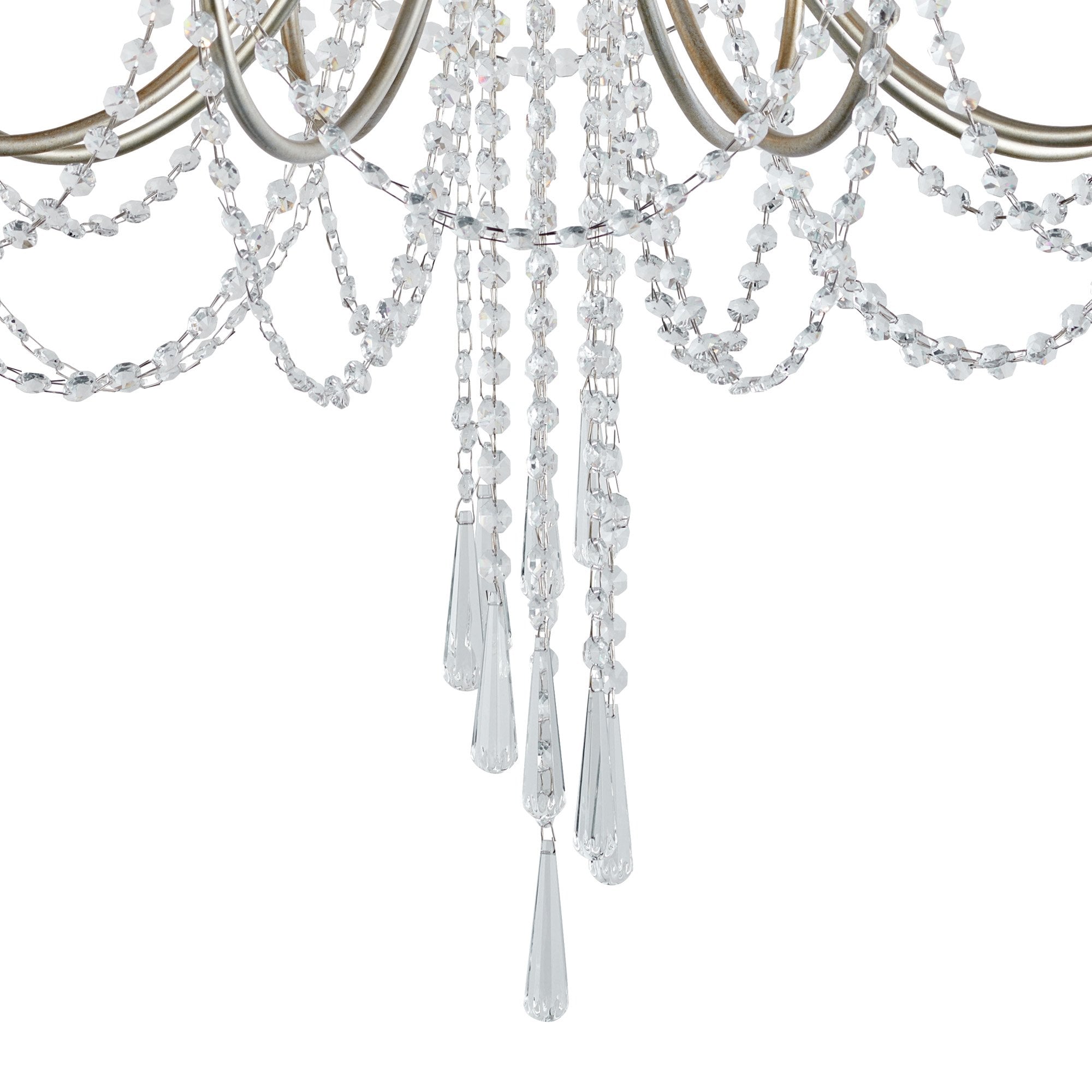 IL31845 Celine Pendant Chandelier 8 Light E14 Aged Silver/Clear Crystal
