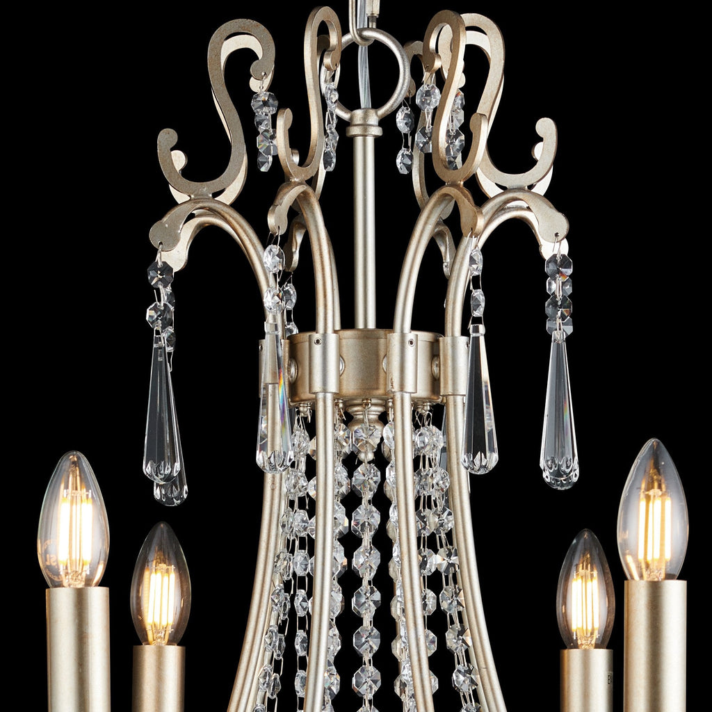IL31845 Celine Pendant Chandelier 8 Light E14 Aged Silver/Clear Crystal