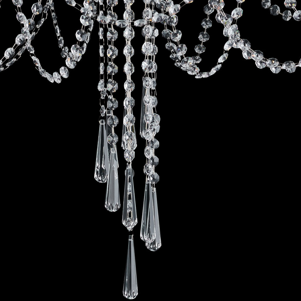 IL31845 Celine Pendant Chandelier 8 Light E14 Aged Silver/Clear Crystal