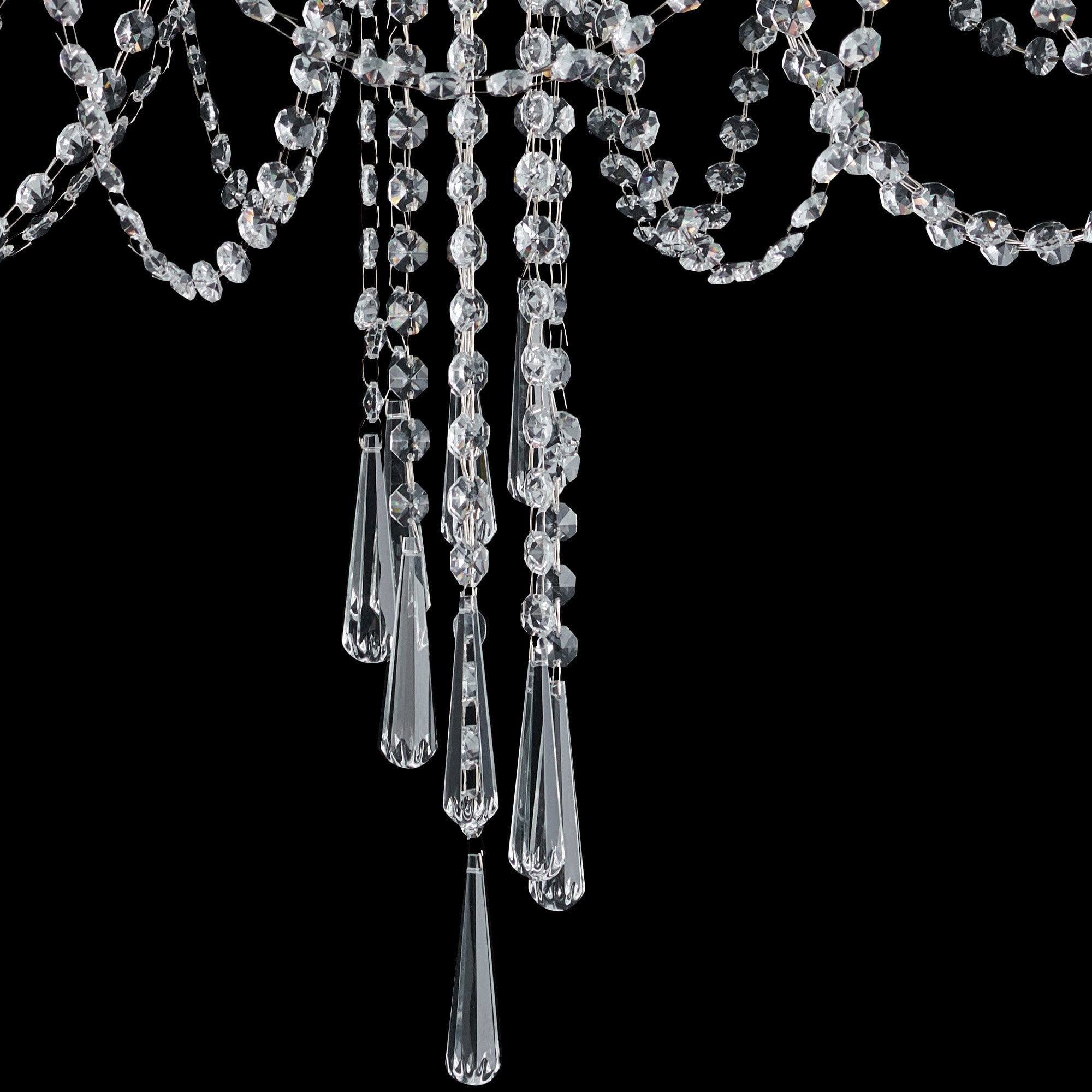 IL31845 Celine Pendant Chandelier 8 Light E14 Aged Silver/Clear Crystal