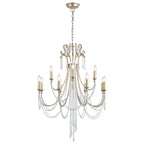 IL31846 Celine Pendant Chandelier 12 Light E14 Aged Silver/Clear Crystal