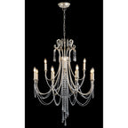 IL31846 Celine Pendant Chandelier 12 Light E14 Aged Silver/Clear Crystal