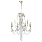 IL31846 Celine Pendant Chandelier 12 Light E14 Aged Silver/Clear Crystal
