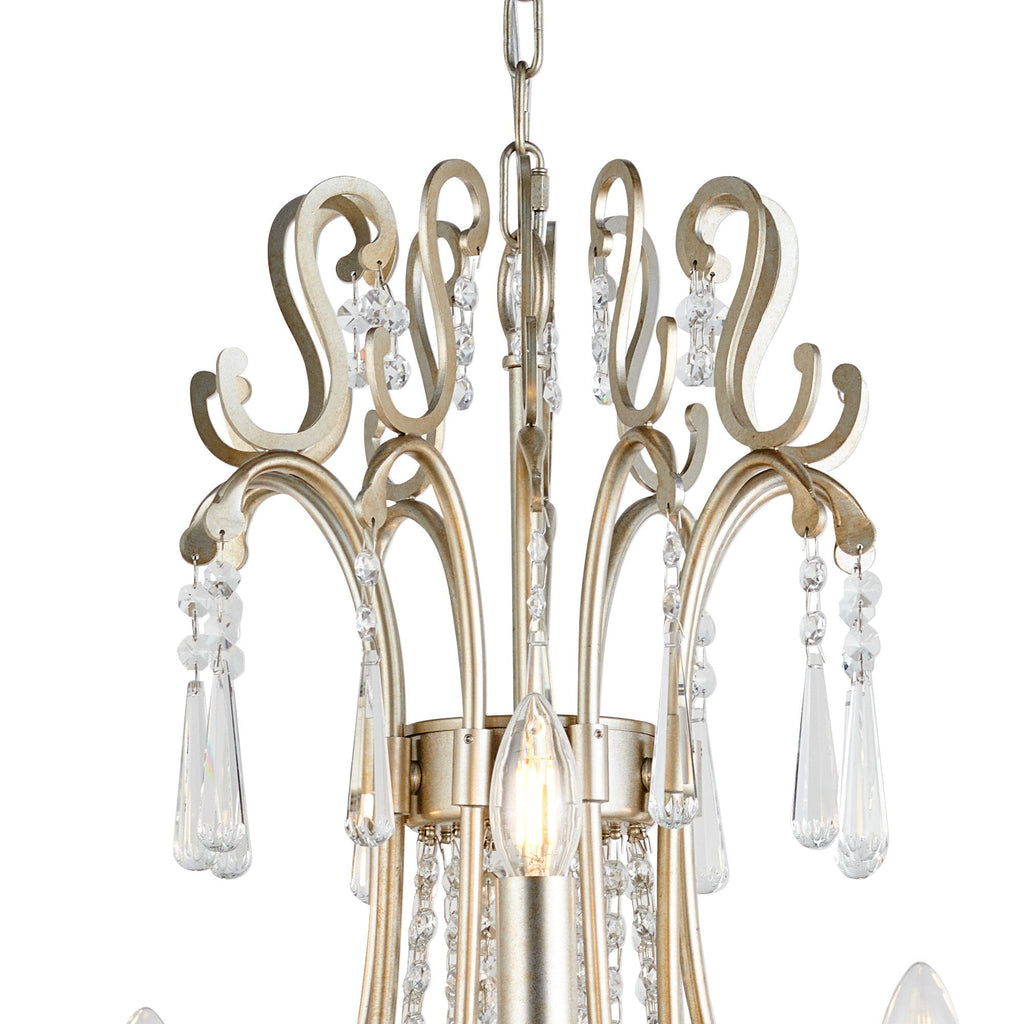 IL31846 Celine Pendant Chandelier 12 Light E14 Aged Silver/Clear Crystal