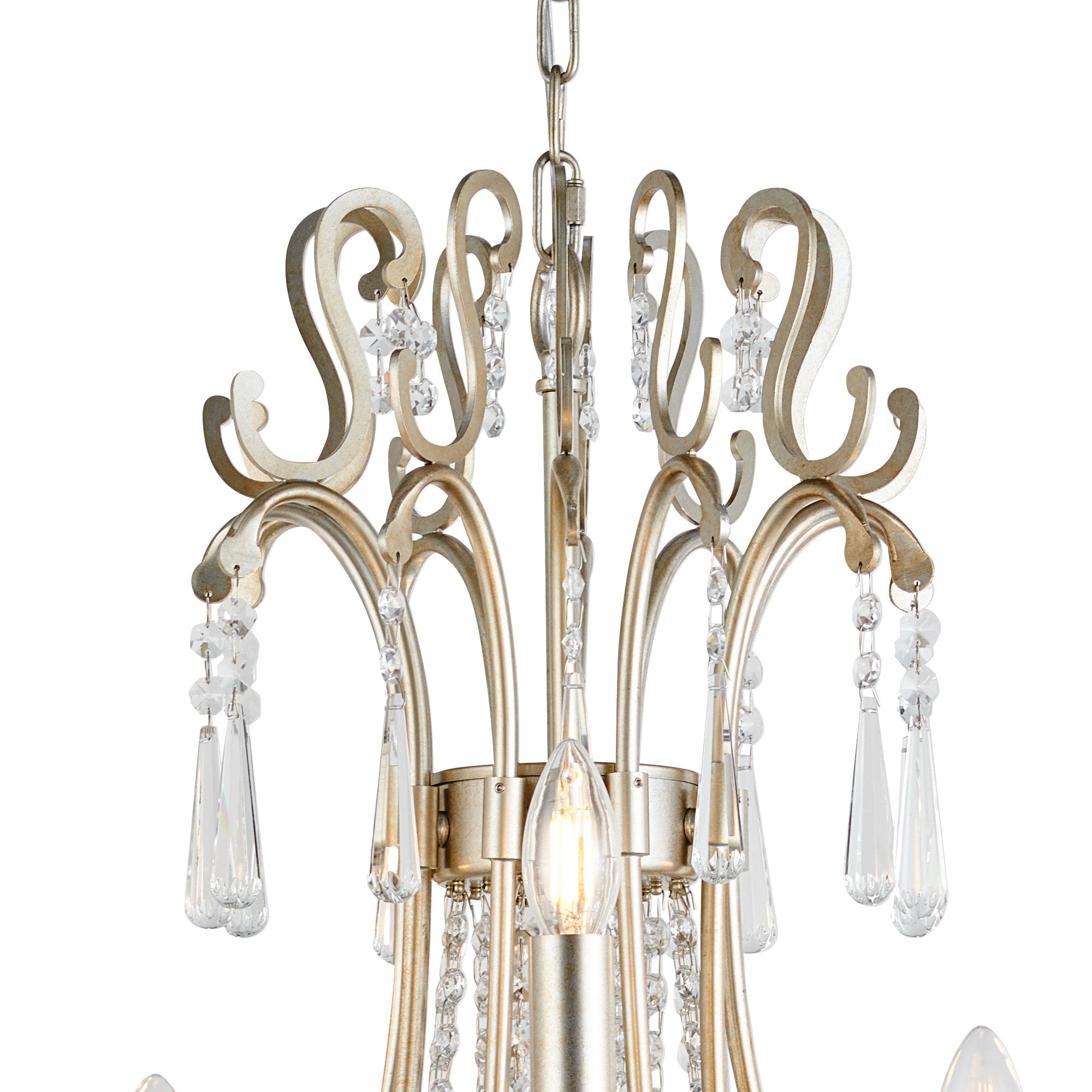 IL31846 Celine Pendant Chandelier 12 Light E14 Aged Silver/Clear Crystal