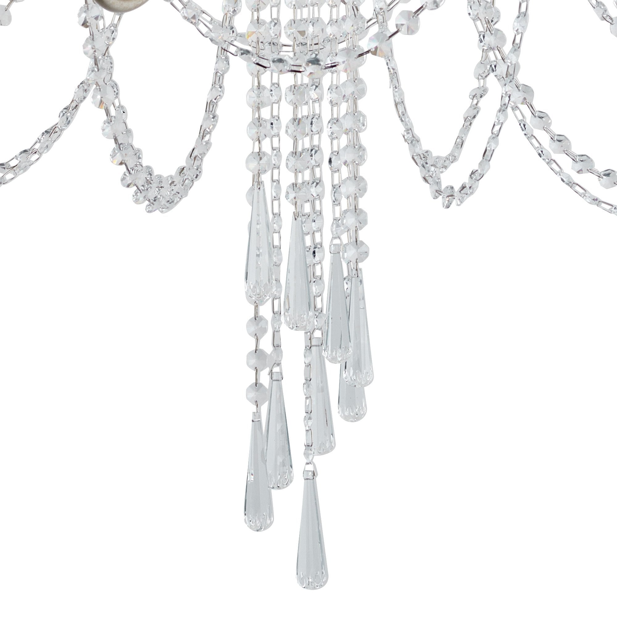 IL31846 Celine Pendant Chandelier 12 Light E14 Aged Silver/Clear Crystal