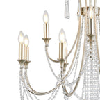 IL31846 Celine Pendant Chandelier 12 Light E14 Aged Silver/Clear Crystal