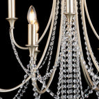 IL31846 Celine Pendant Chandelier 12 Light E14 Aged Silver/Clear Crystal