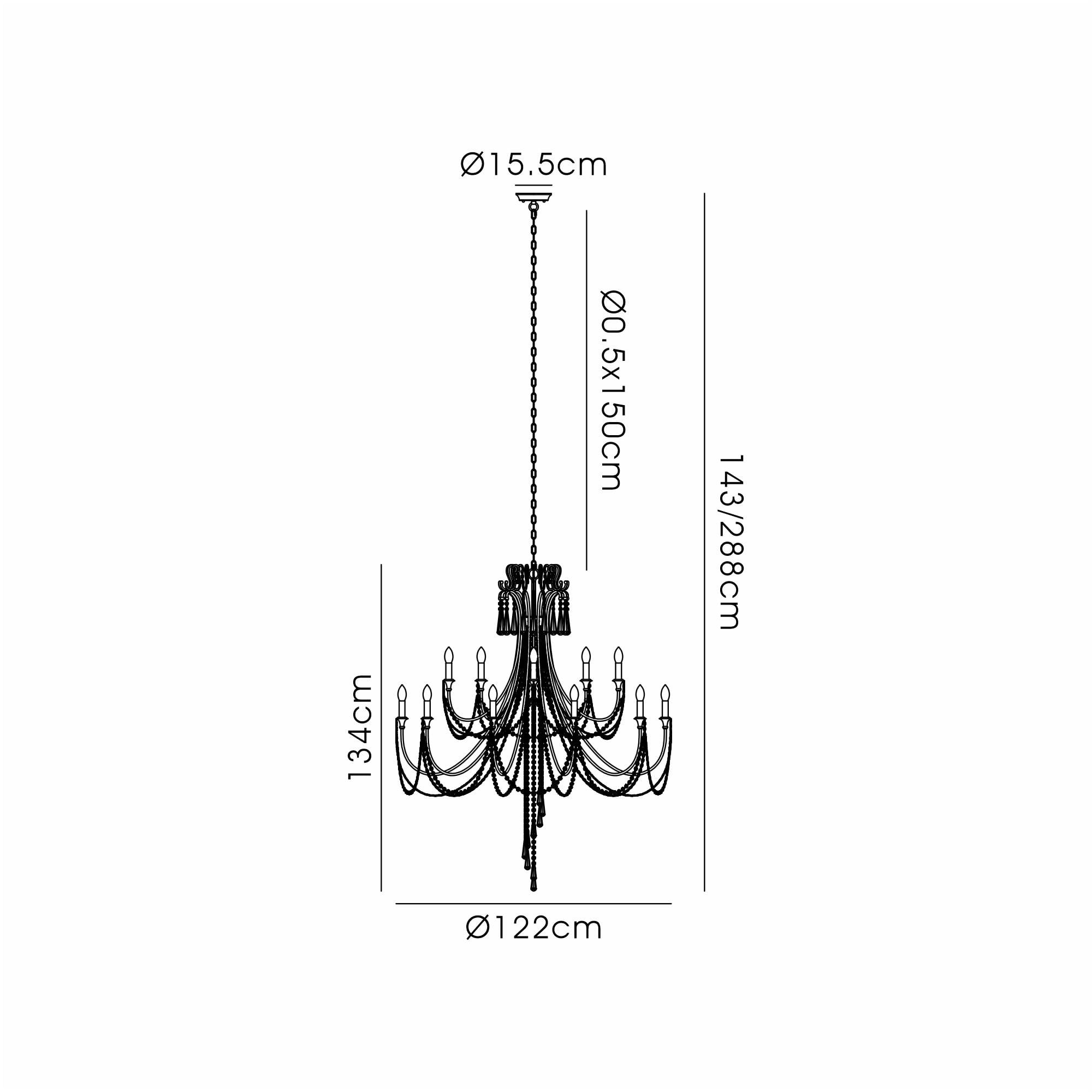 IL31847 Celine Pendant Chandelier 15 Light E14 Aged Silver/Clear Crystal