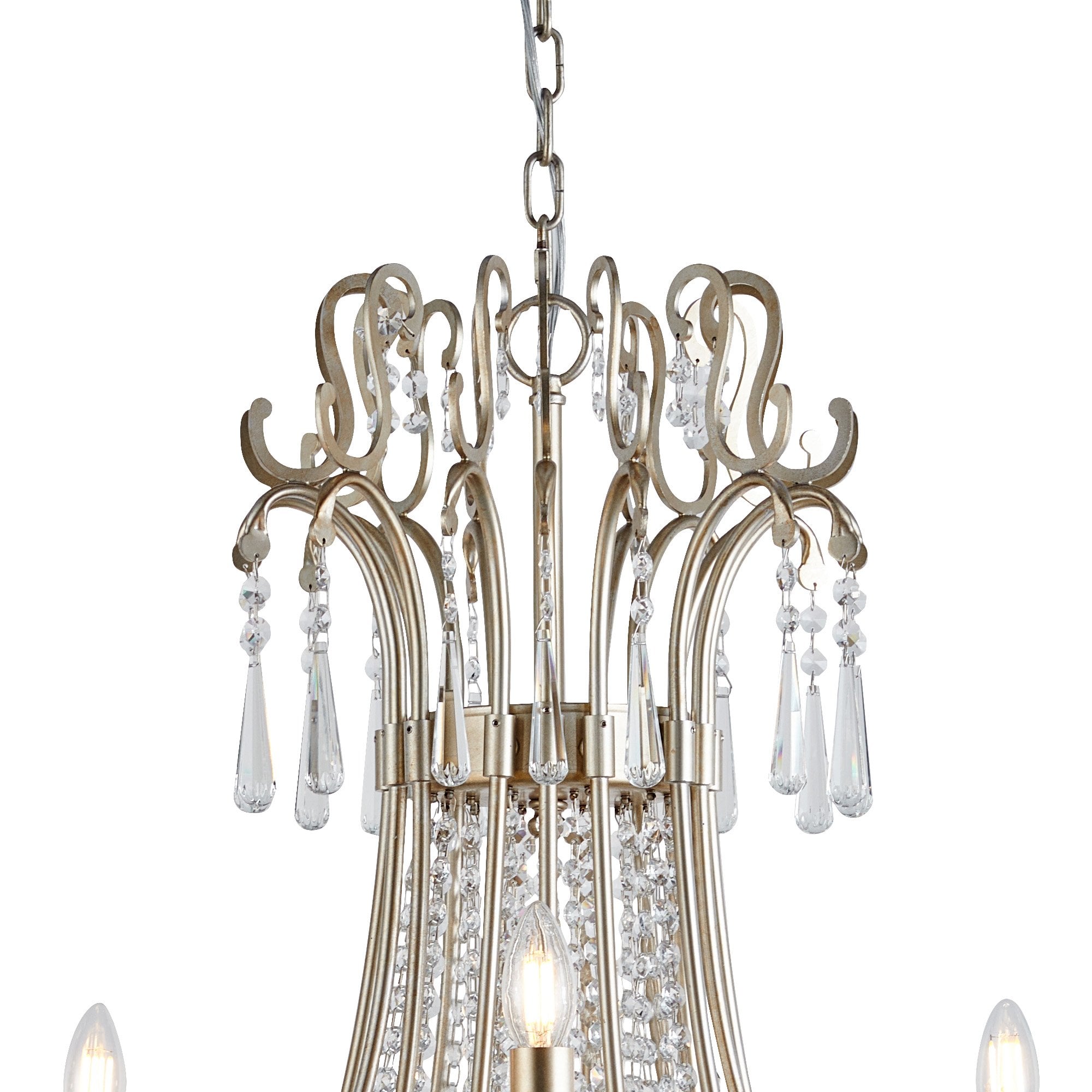IL31847 Celine Pendant Chandelier 15 Light E14 Aged Silver/Clear Crystal