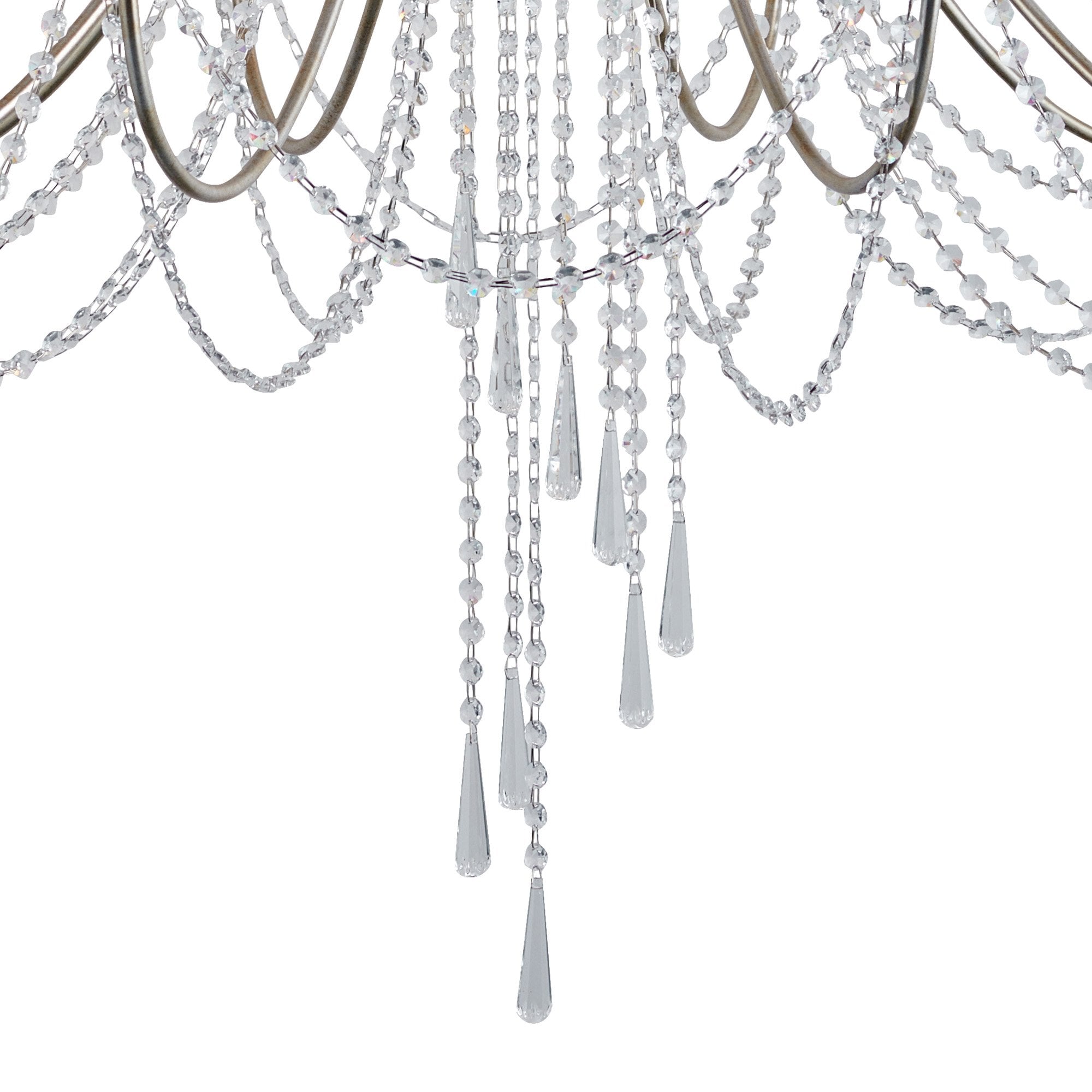 IL31847 Celine Pendant Chandelier 15 Light E14 Aged Silver/Clear Crystal