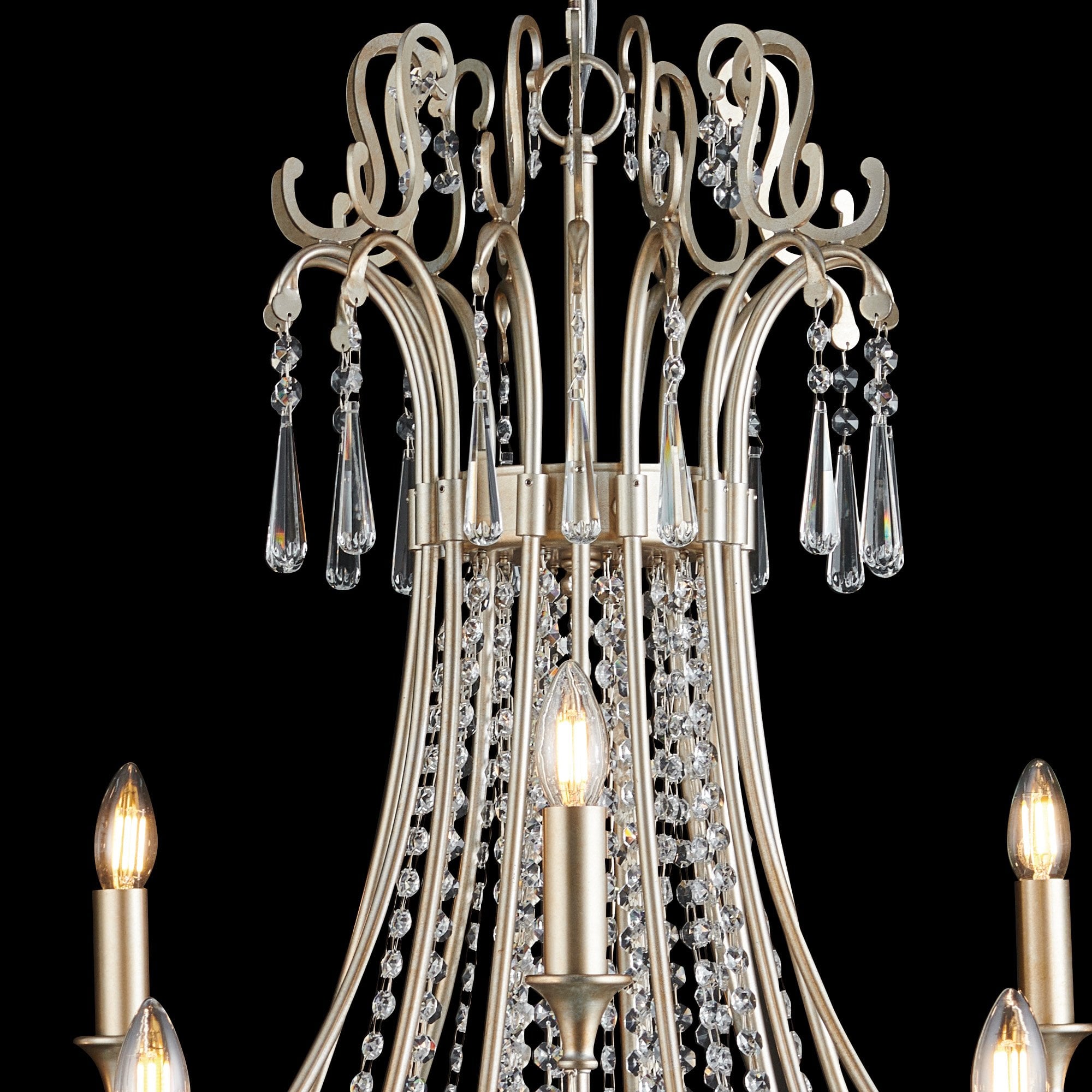 IL31847 Celine Pendant Chandelier 15 Light E14 Aged Silver/Clear Crystal