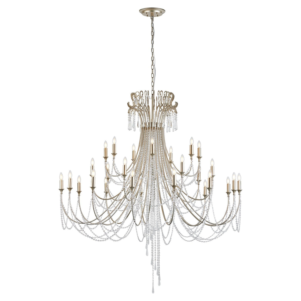 IL31848 Celine Pendant Chandelier 28 Light E14 Aged Silver/Clear Crystal